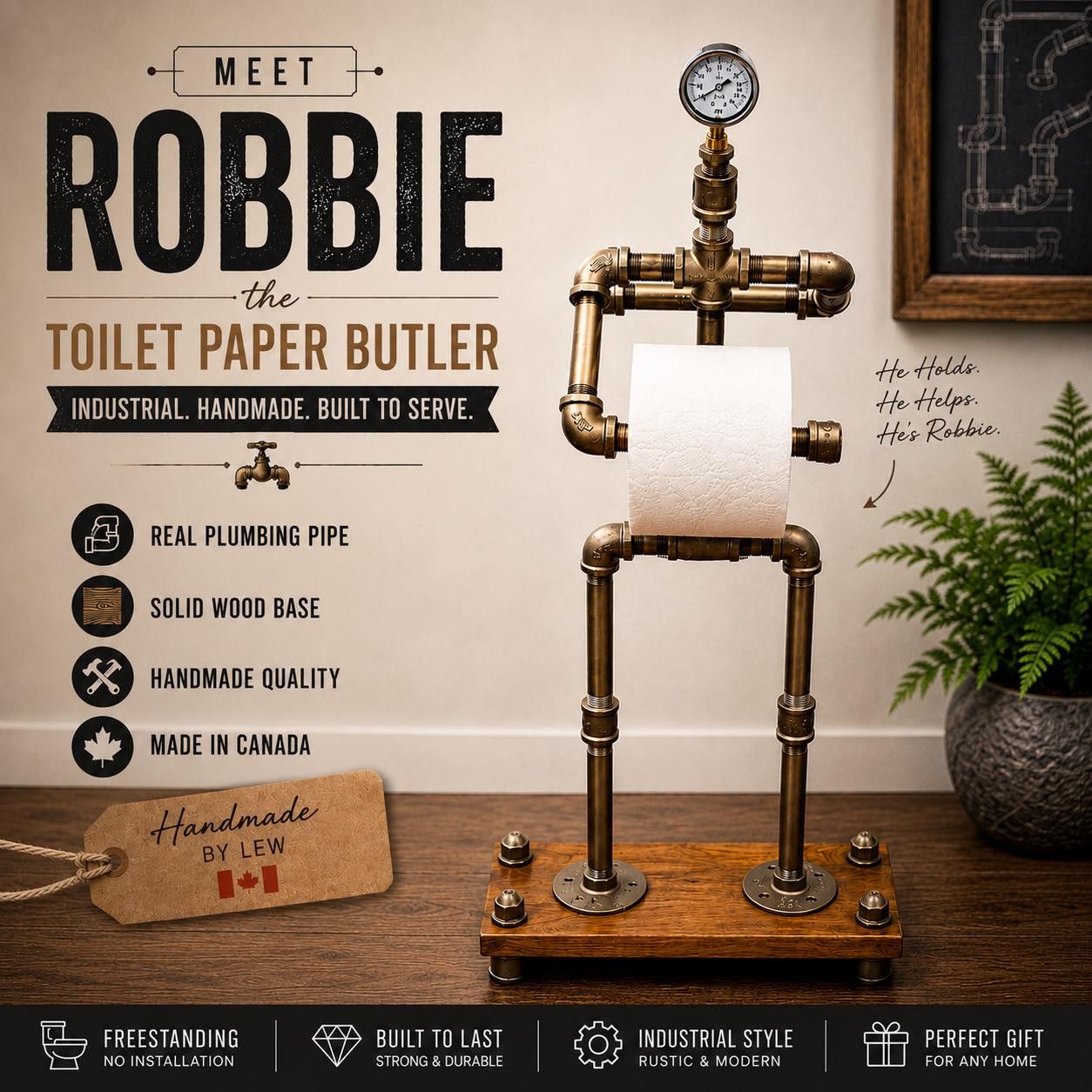 Robbie your Industrial Toilet Paper Butler Stand |Toilet paper stand