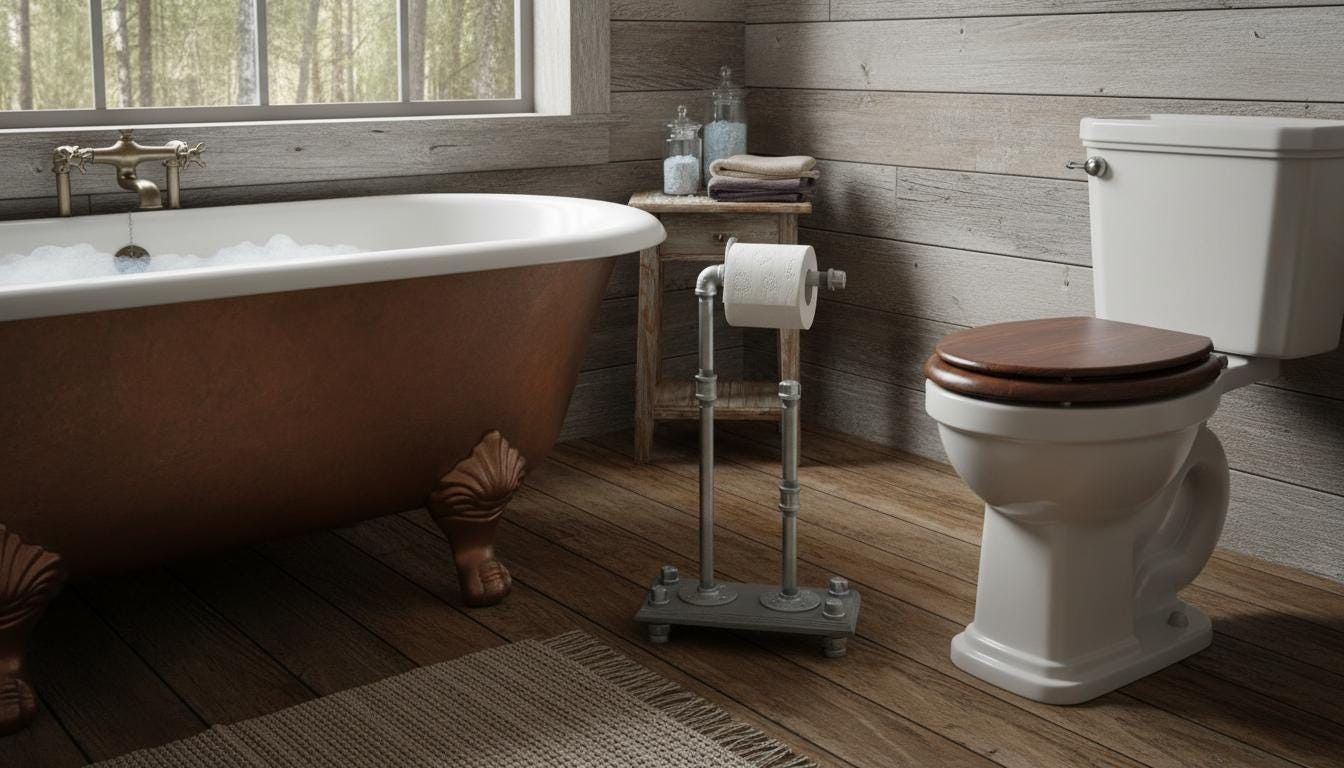 Rustic Industrial Toilet Paper Stand: Mini 4-Roll Storage