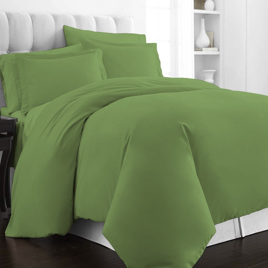 Pizuna 400 Thread Count Cotton Duvet Cover 2 Pc Set-New Green-Twin-Twin XL