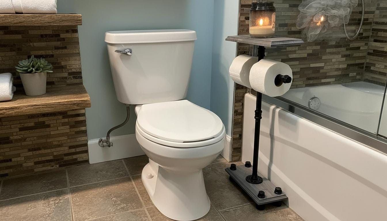 2 roll industrial style toilet paper holder stand with shelf-NEW LOWER PRICES