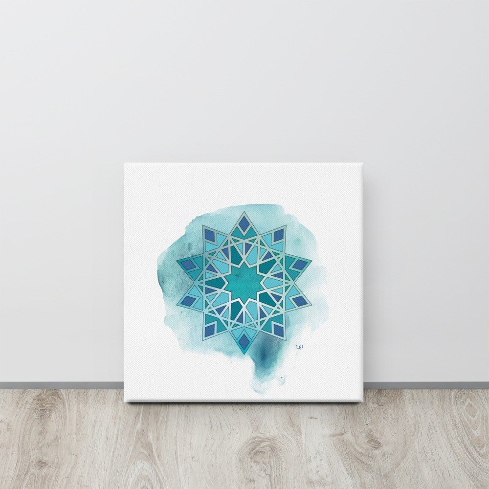 Water Splash Rosette Arabesque Geometric Design Canvas
