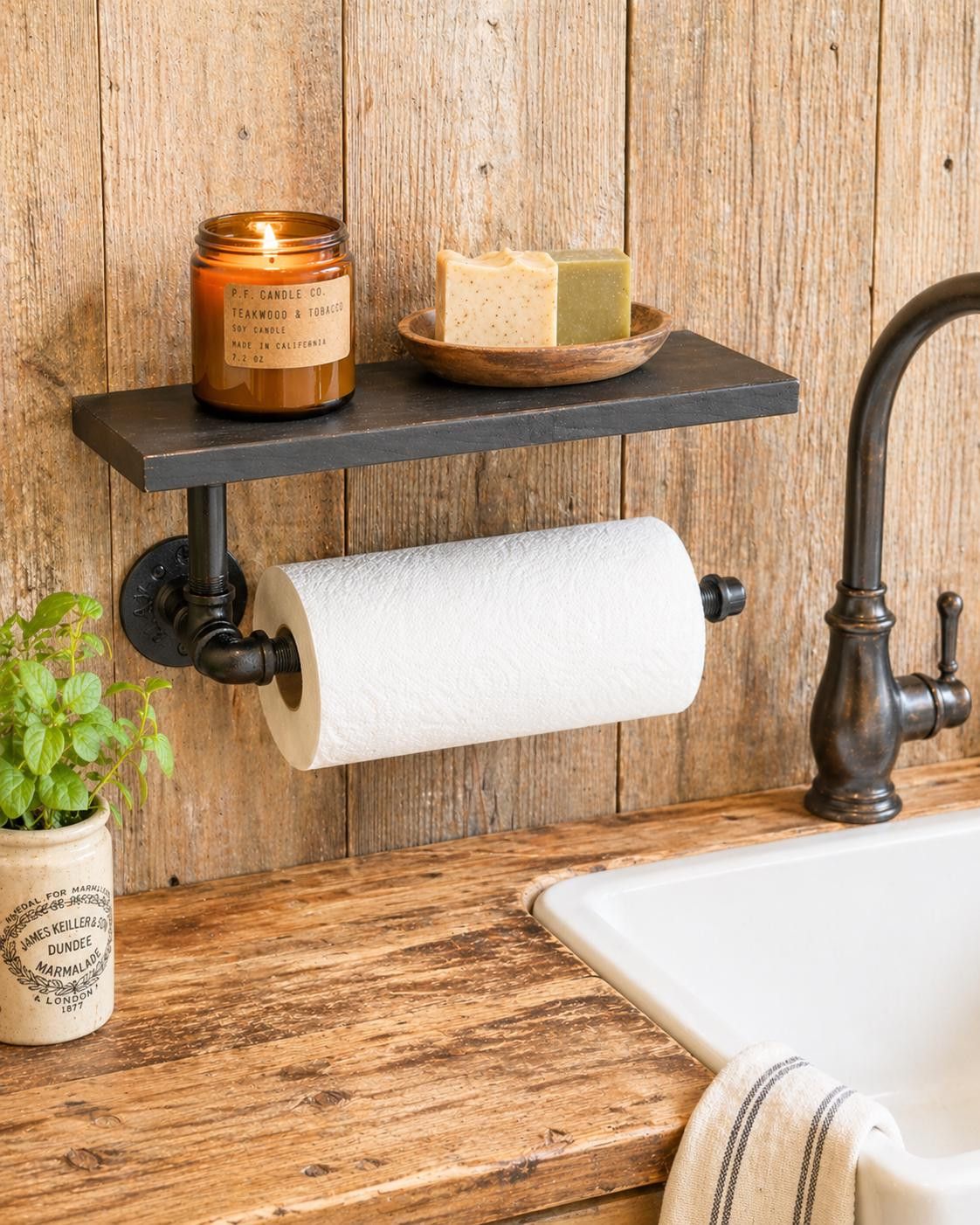 wood riser – Steampunk wood riser – Farmhouse stand – Counter stand – Canister riser – Corner stand