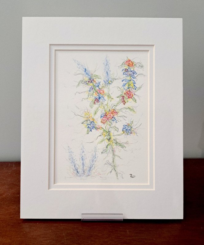 Wild Flowers By the Side of the Road Colored Pencil Drawing