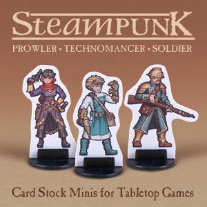 Steampunk Prowler, Soldier & Technomancer 30mm Card Stock Tabletop Gaming Miniatures