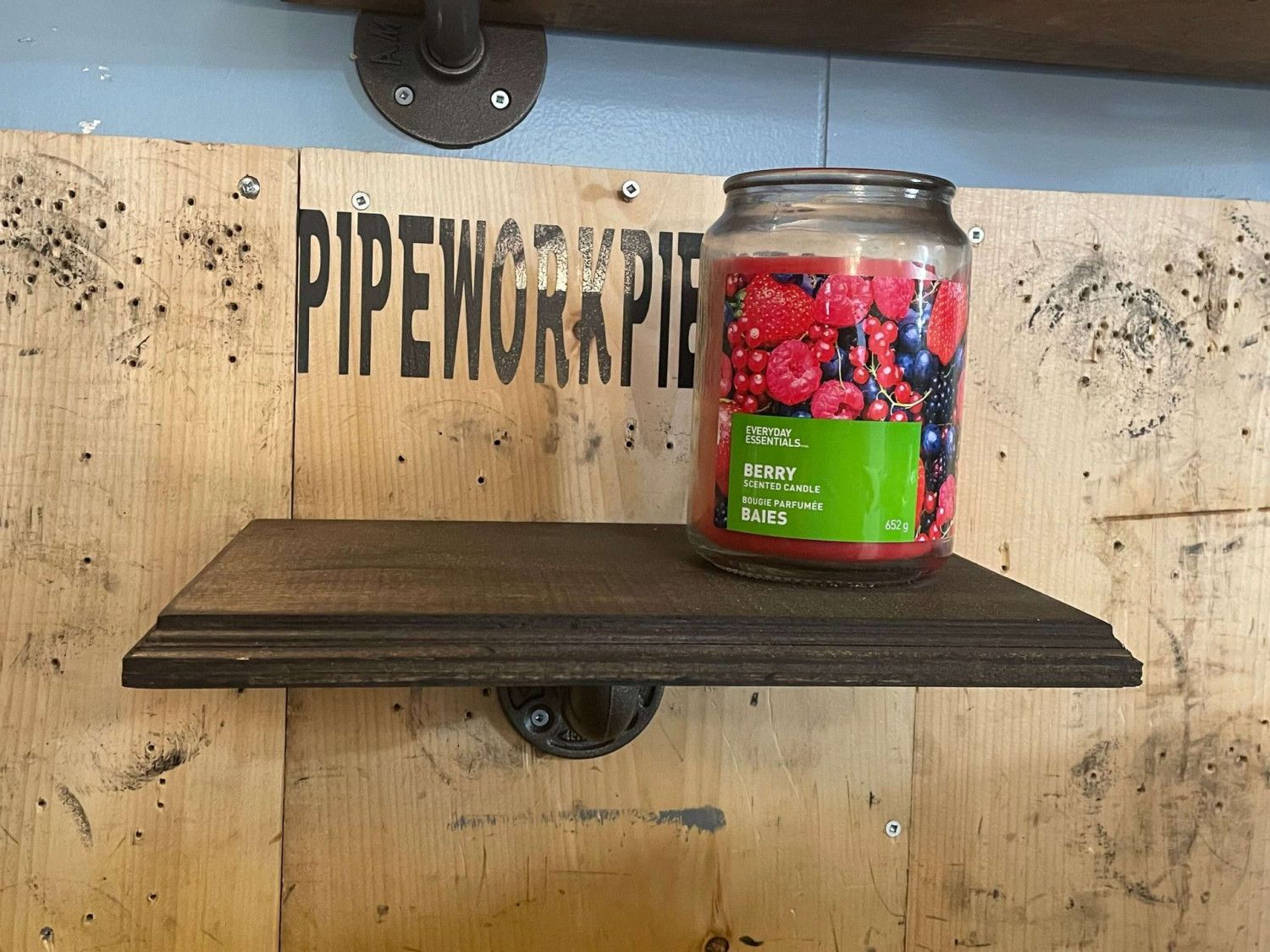 Industrial Shelf With Pipe Brackets, Wall Mounted Retro Look Shelf, Farmhouse Rustic Storage, Kitchen Bathroom Office Decor