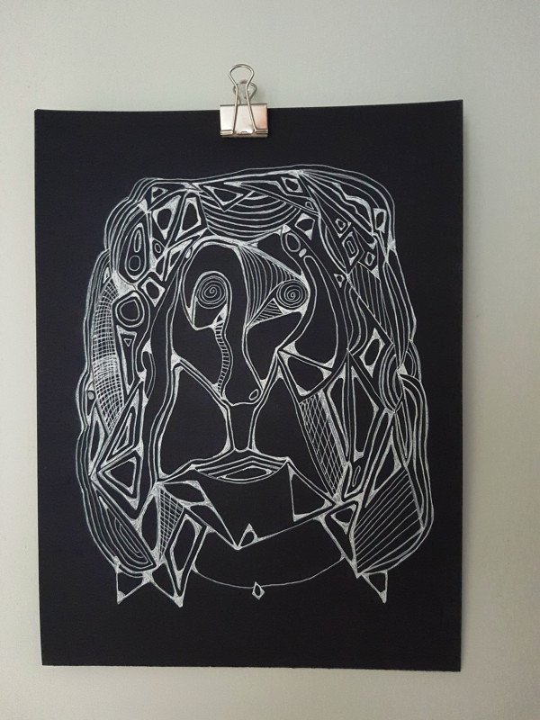 Facing Abstract Black and White Sketch