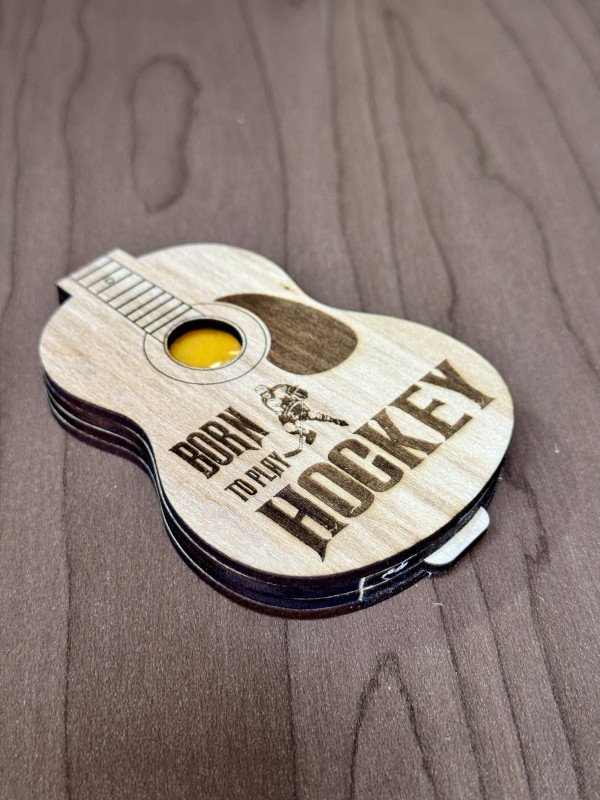 Guitar Pick Holder "Born to Play Hockey"