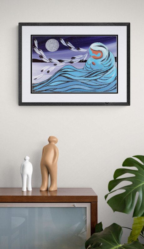Framed Mother and Moon by Indigenous Artist Betty Albert