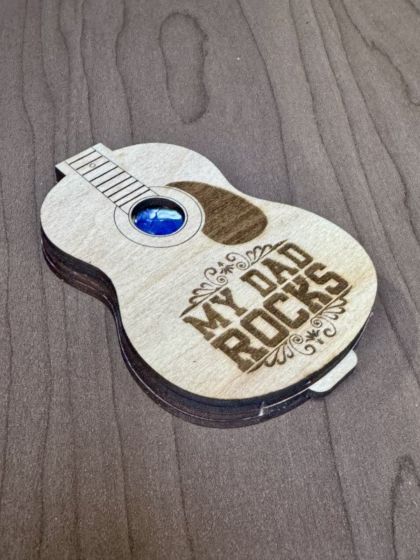 Guitar Pick Holder (Acoustic)  "My Dad Rocks"