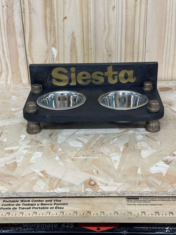 Raised Dog bowl stand with Tee
