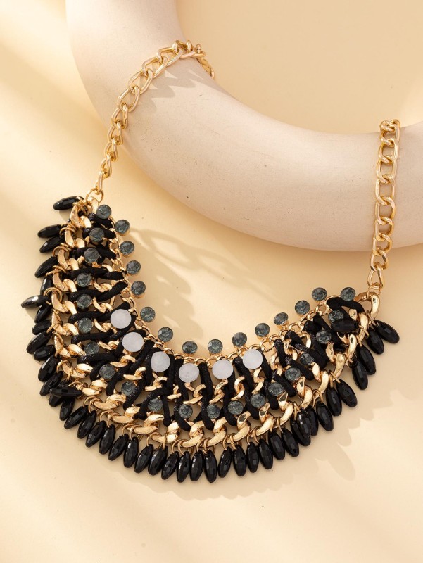 Fashionable Bead Decor Bib Necklace