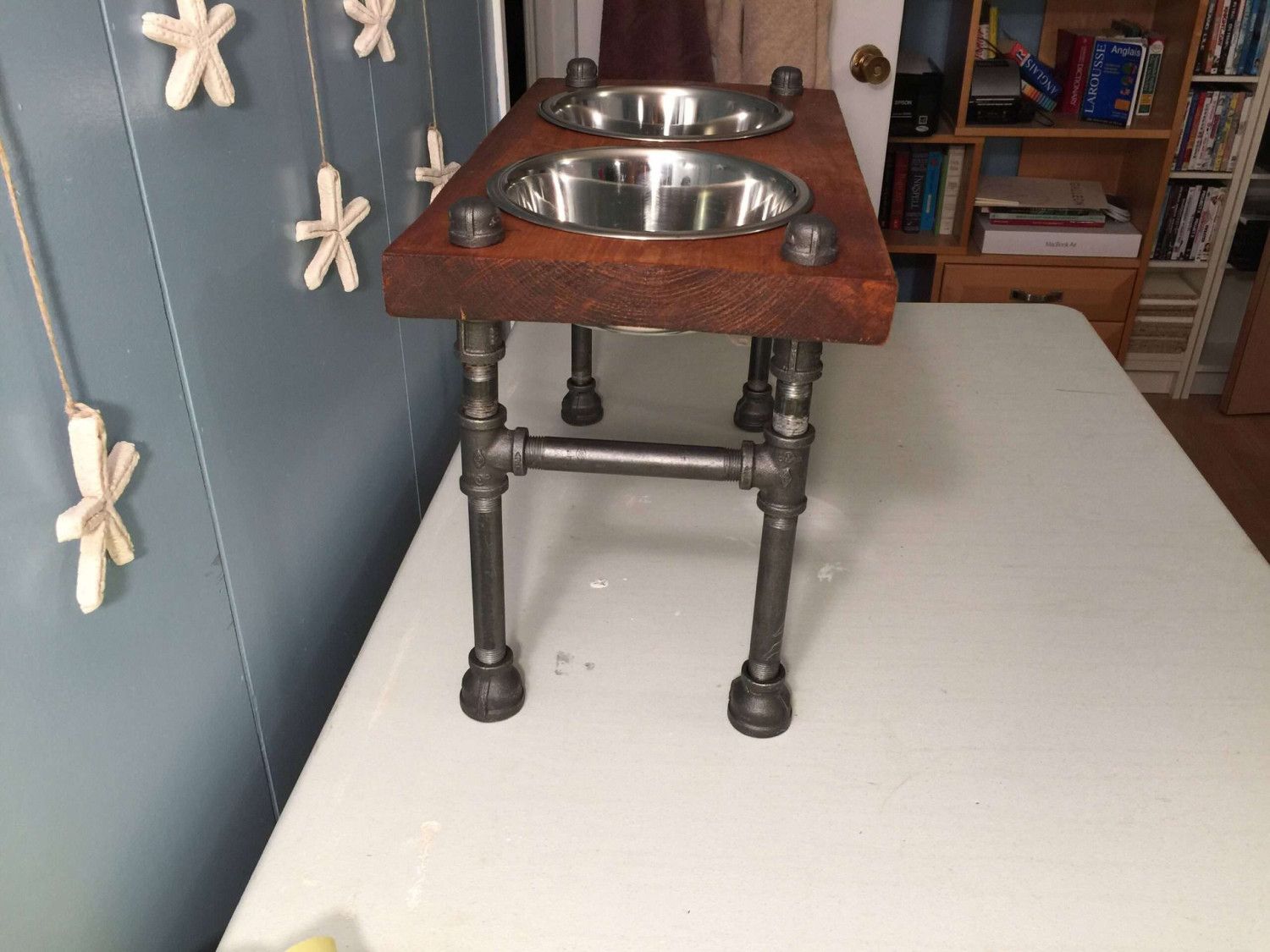 Industrial style Tall Raised single bowl Dog feeder with handles – NEW OPTIONS AVAILABLE