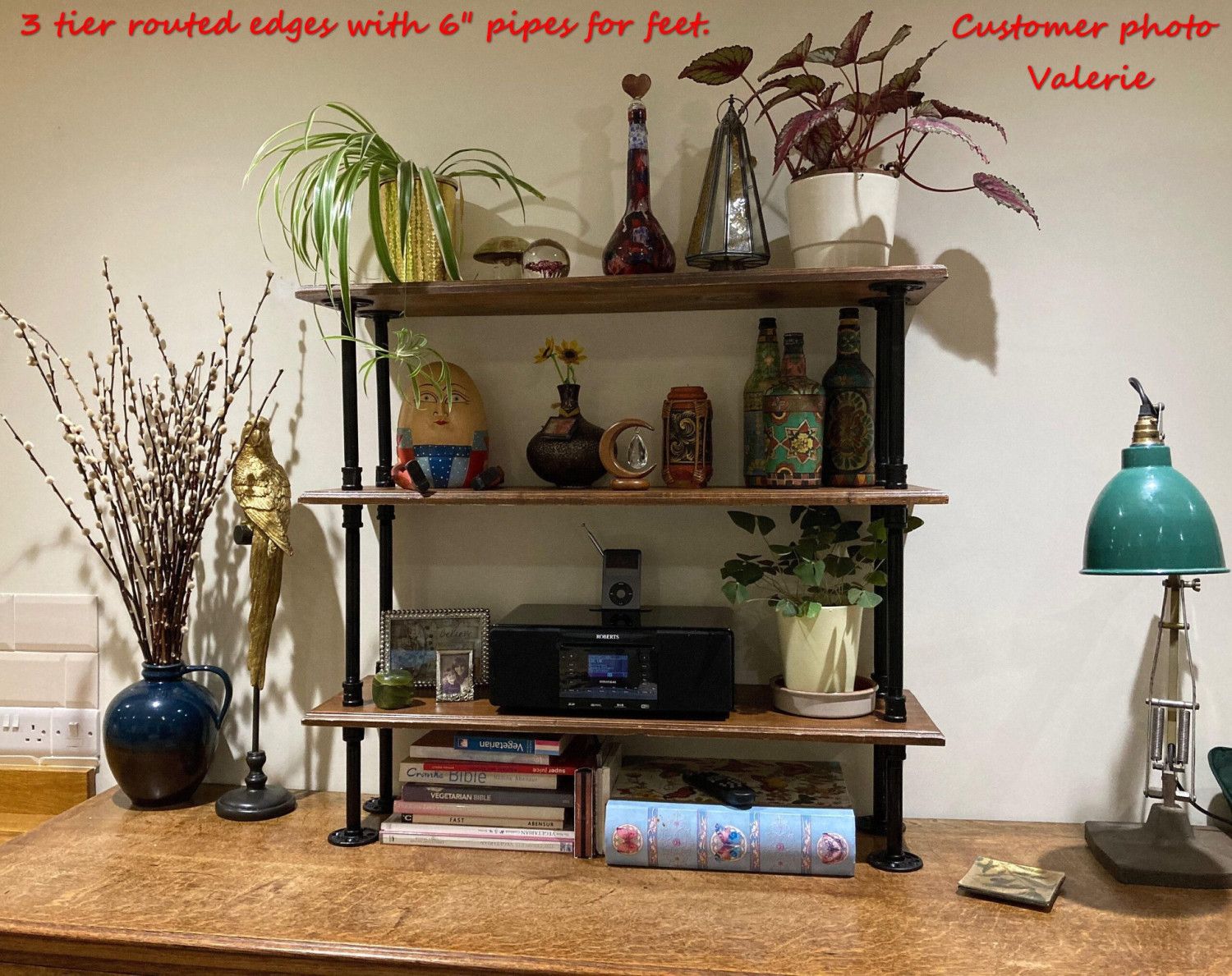 Industrial Wall Mounted Shoe Rack, Pipe, Wood, Small Entry Storage
