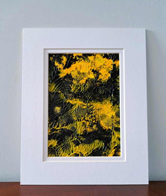 Yellow and Black Abstract Acrylic Painting