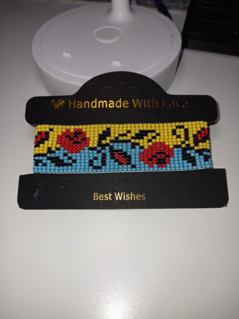 Traditional Ukrainian Floral Beaded Loom Bracelet - Blue & Yellow Flag Cuff
