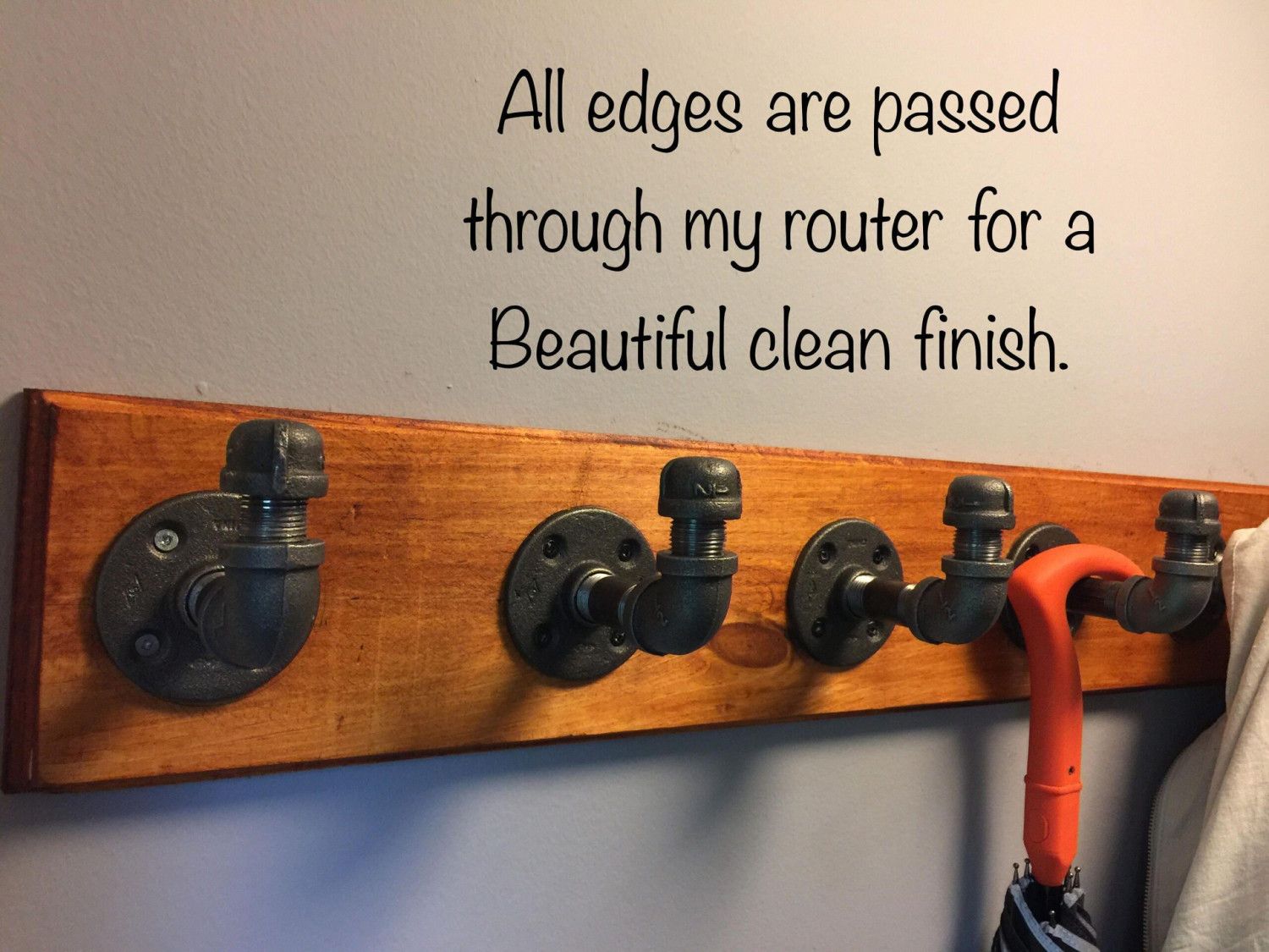 Industrial Pipe Coat Rack – Handmade Wood & Metal Hanger
