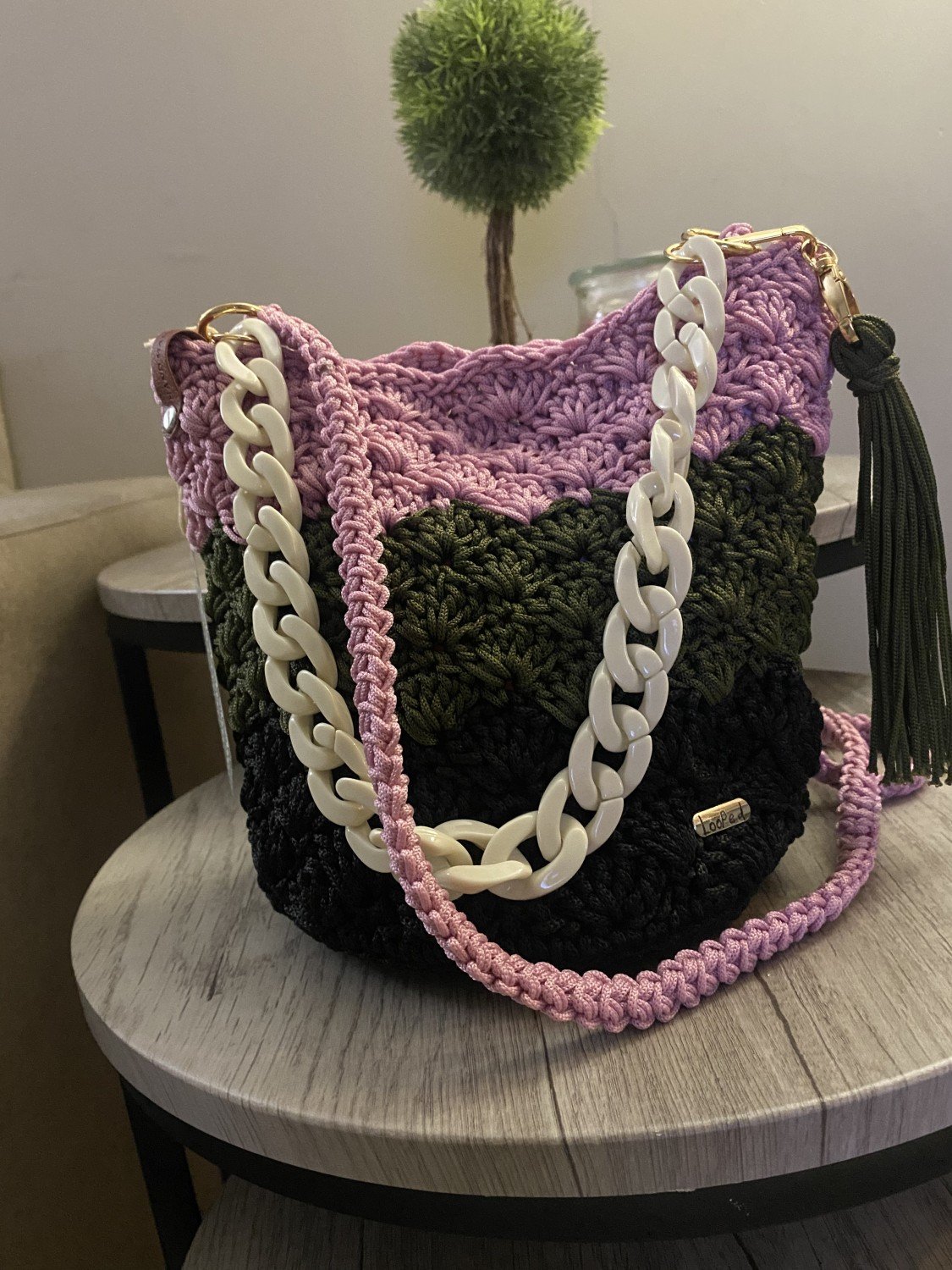 Looped, Handmade Stylish Crossbody Bag with Leather Base