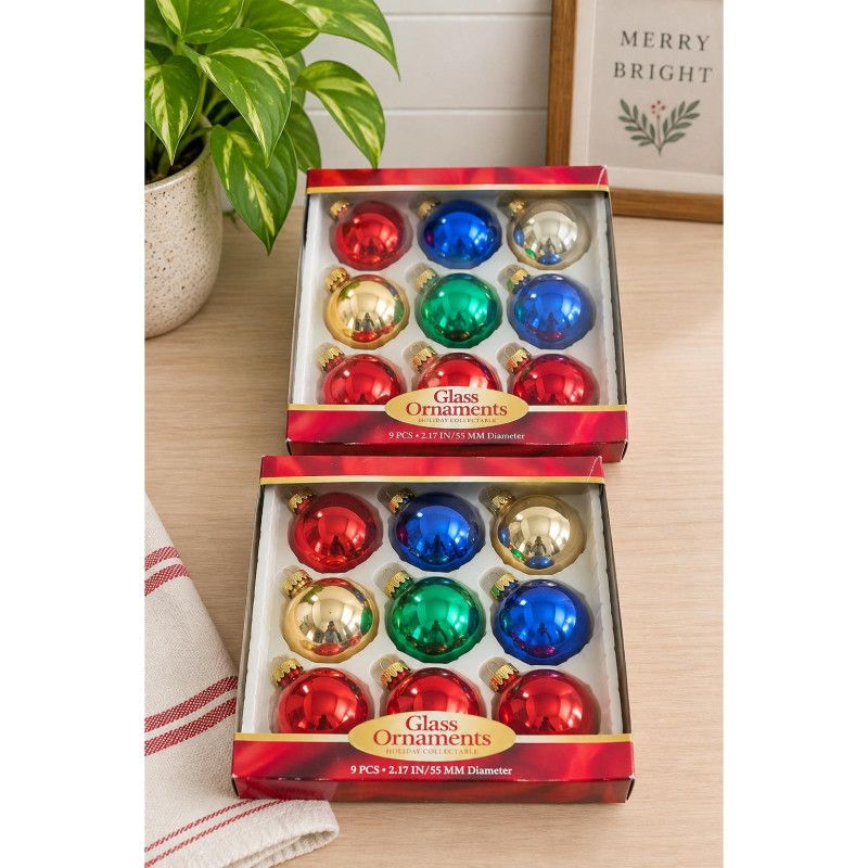 Vintage Style Glass Christmas Ornaments Multi Color Set of 18 Ball Bulbs Bright