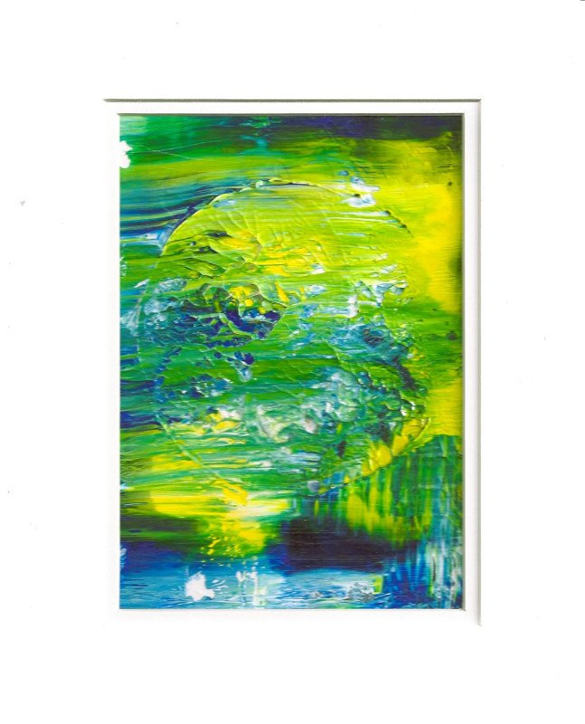 Original Acrylic Abstract Moonlit Painting Fine Art in White Mat