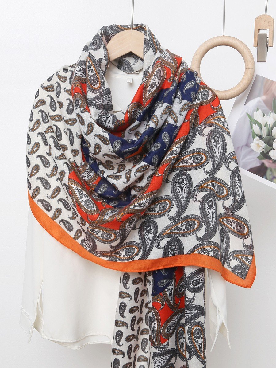 Faux Silk Paisley Scarf