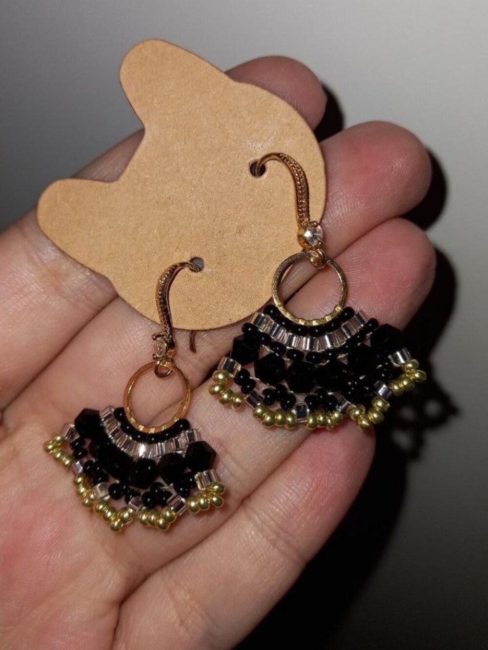 Black & Gold Elegance Earrings  Meet my newest hand-woven creation!