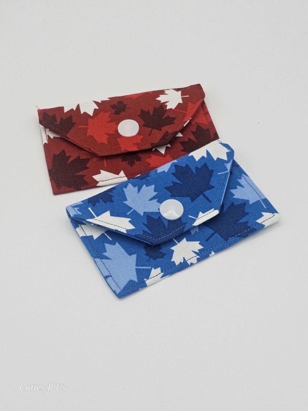 Handmade Maple Leaf Fabric Card Holder & Mini Snap Pouch
