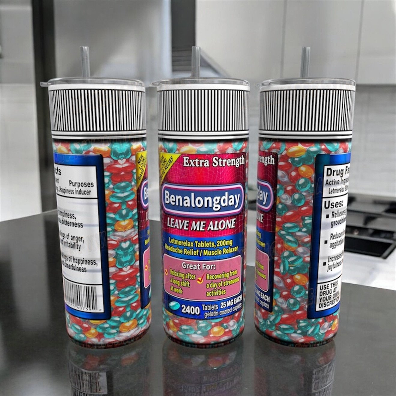 Benalongday Leave Me Alone funny fake pills 20oz Tumbler wrap