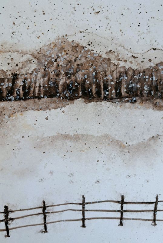Winter Ranch Coffee Watercolor Painting