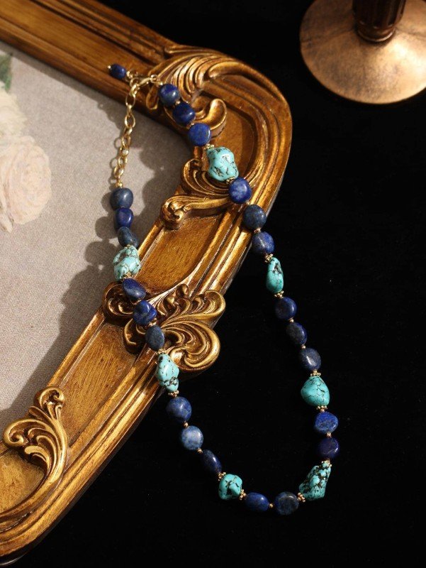 Boho Stone Decor Beaded Necklace For Women For Daily Decoration