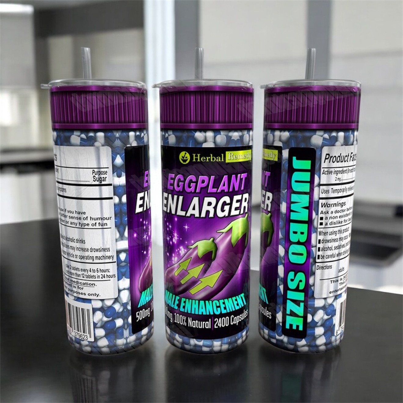 Adult humour Eggplant Enlarger Pills 20oz Tumbler