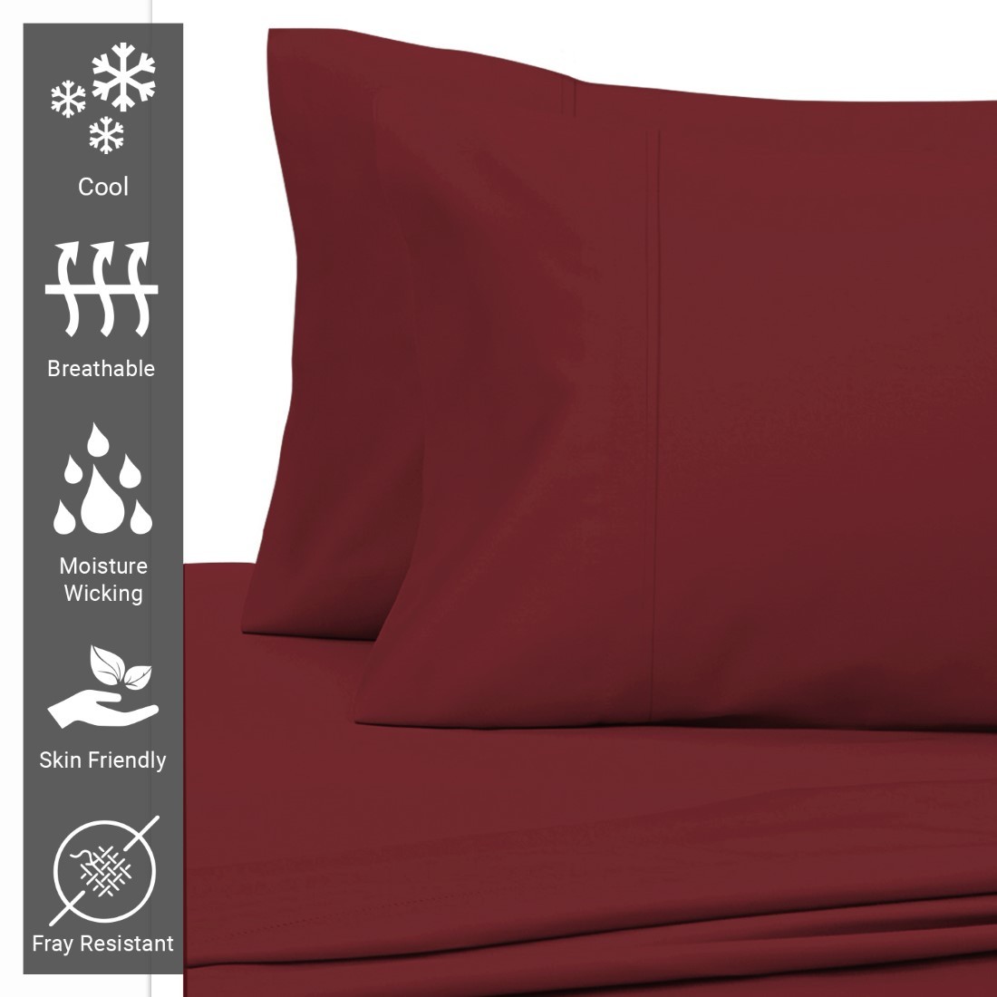 Cotton Pillowcases 400 Thread Count-Rio Red- King