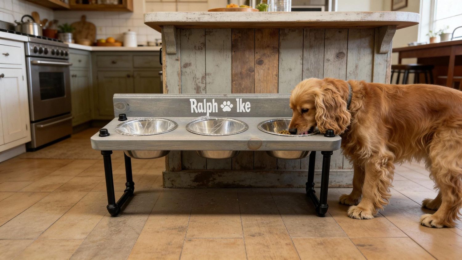Industrial Raised Dog Bowl Stand: Personalized Elevated Feeder