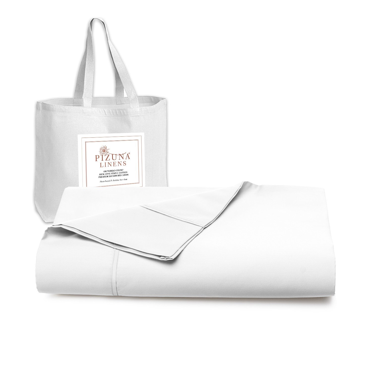 Pizuna 400 Thread Count Cotton Flat Sheet-White-Twin XL