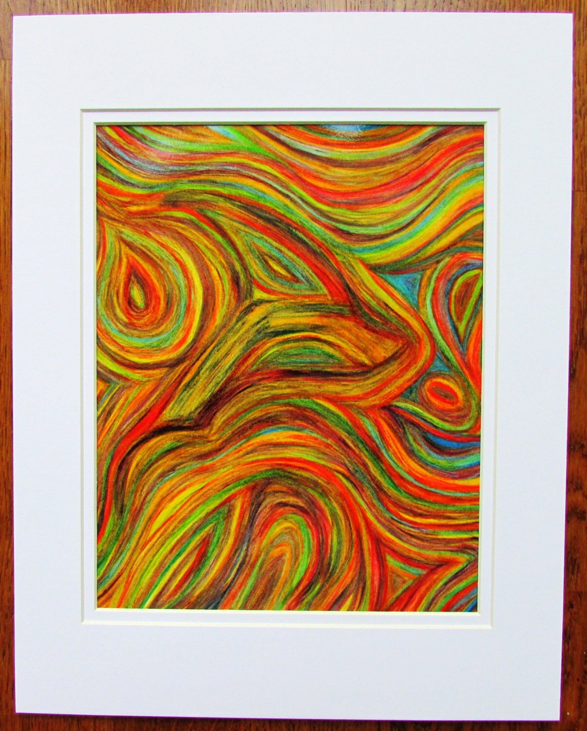 Animal Spirit Abstract Original Tr-Color Pencil Drawing