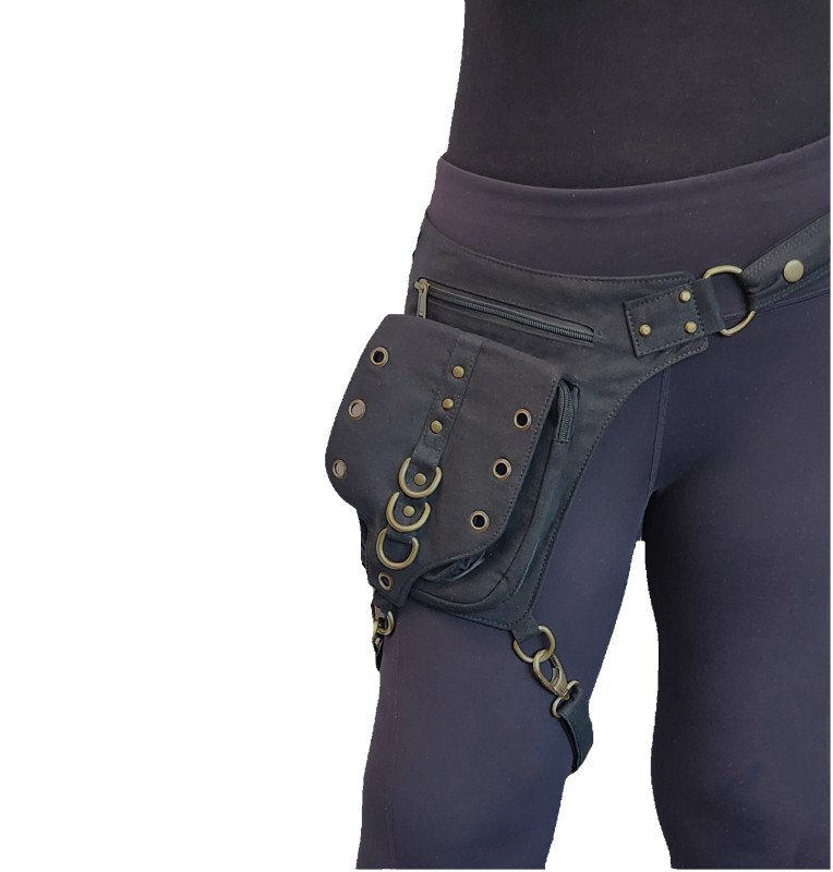 Utility 5 Pocket Hip Belt Adjustable to 48 inch Hip/Waist. Detachable Leg Strap. Converts to a Shoulder Bag. Black, Army Green, Periwinkle.