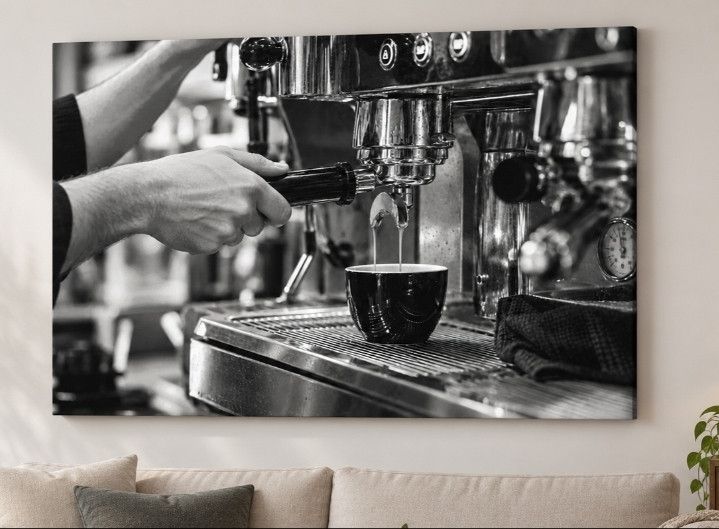 Barista Wall Art Black White Cafe Photography Espresso Machine Print Restaurant Decor Commercial Kitchen Coffee Shop Design Gift Men Office