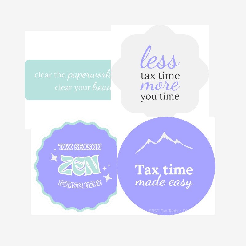 Tax Season Printable Stickers – Calm & Organized Tax Prep (Digital Download)