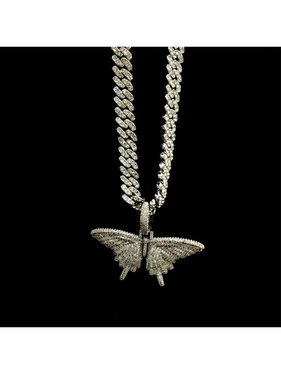 1pc European And American Style Cubic Zirconia Butterfly Pendant Choker Necklace