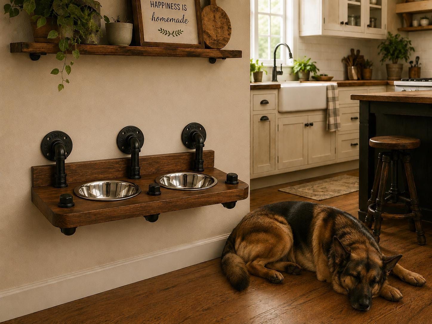 Industrial Floating Dog Bowl Feeder: Triple Top Mount