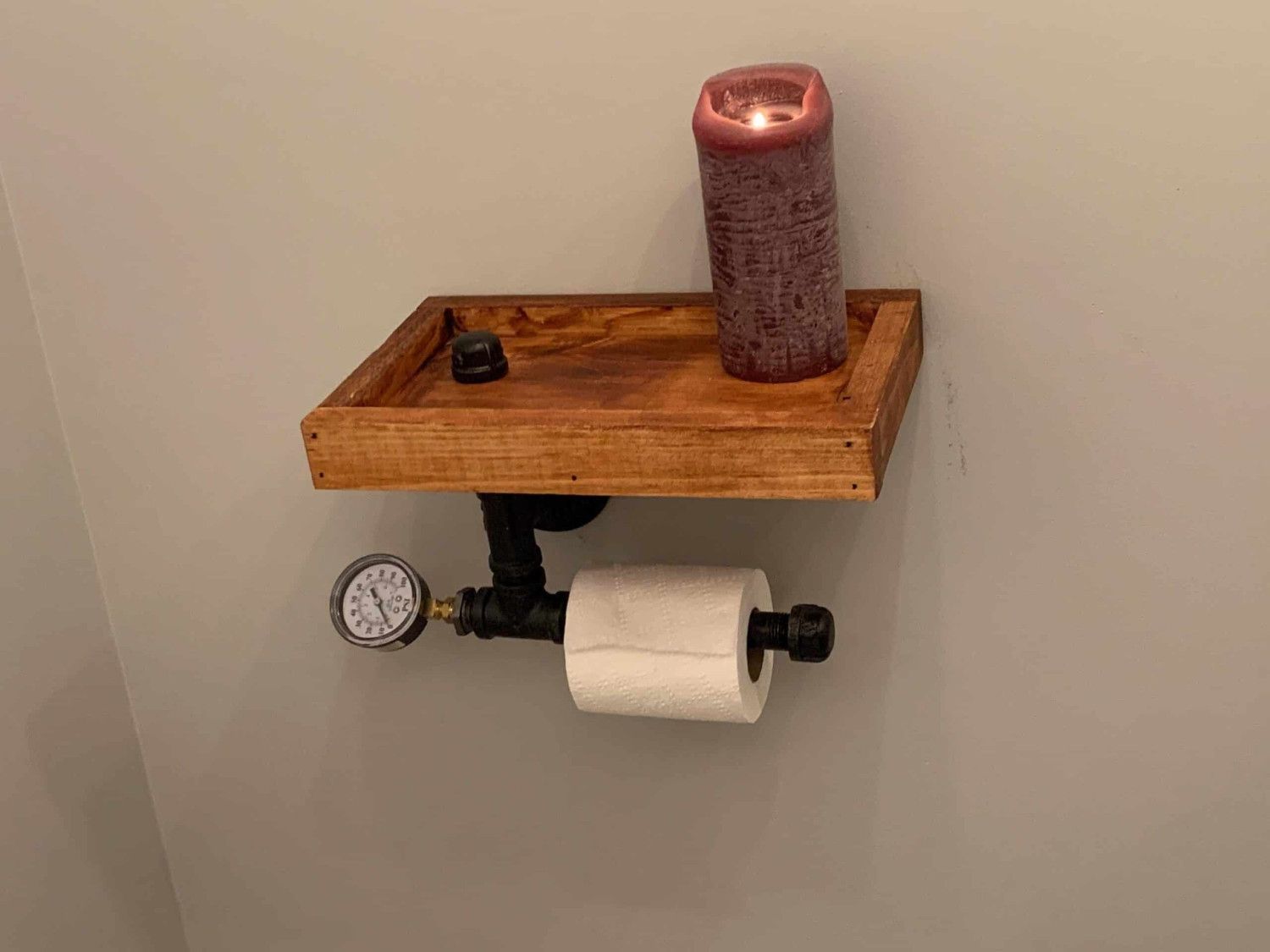 Industrial style bathroom dual toilet paper holder, rustic bathroom dual toilet paper holder . pipe bathroom holder