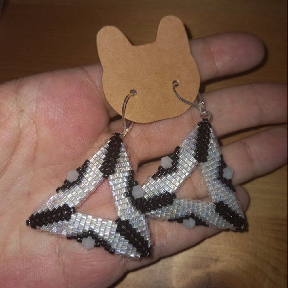 Geometric Triangle Beaded Earrings