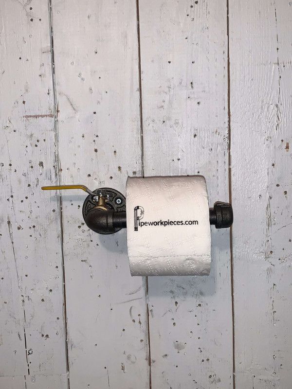 Steampunk style toilet paper holder with tray