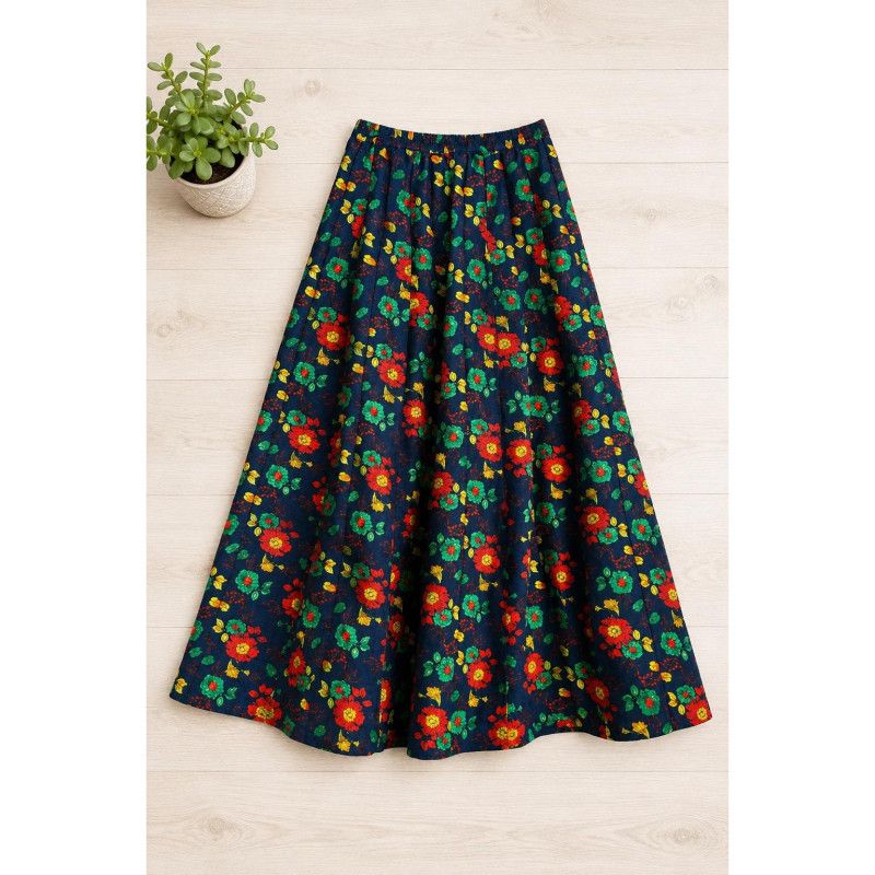 Vintage Handmade Floral Maxi Skirt Cottagecore Prairie Boho Dopamine Loud 70s