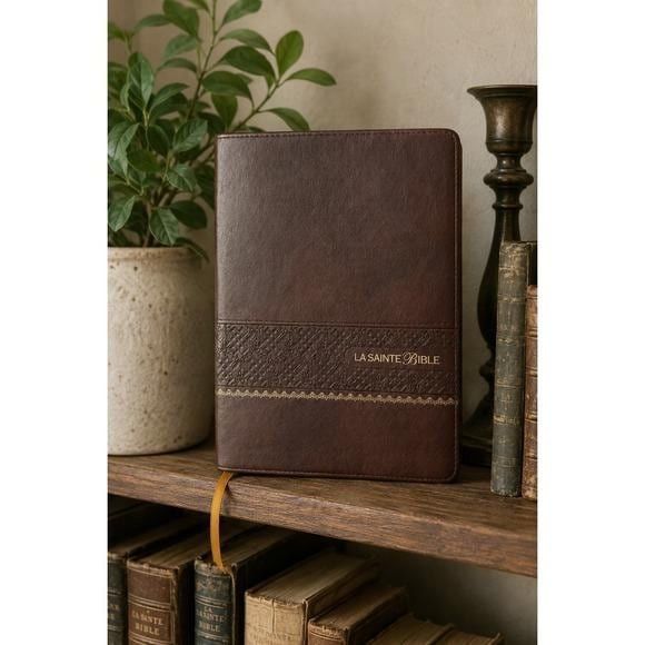 La Sainte Bible French Brown Leather Holy Bible Vintage Christian Religious Book