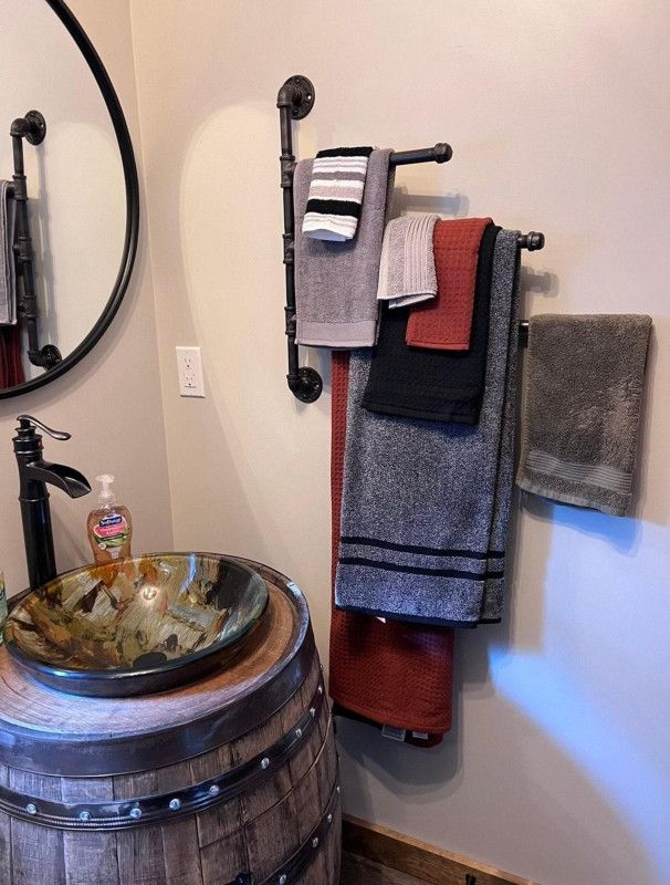 Swivel Towel Bar Industrial Pipe Rack, Rustic Wall Holder