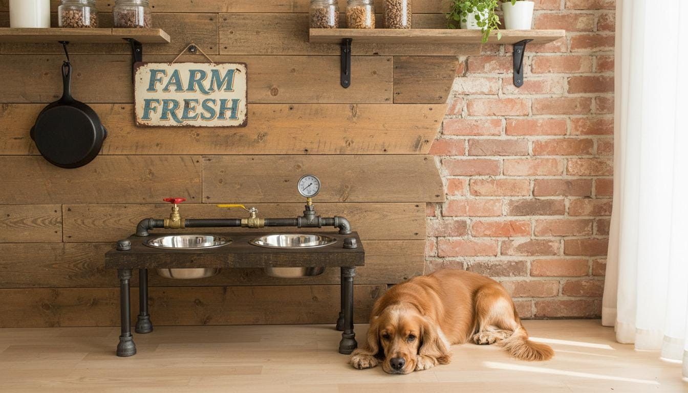 Floating dog bowl feeder bottom mount style new design with gauges