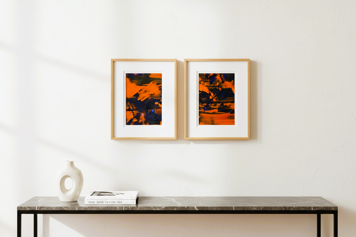 2 Piece Set Wonder Landscape Abstract Acrylic Paintings