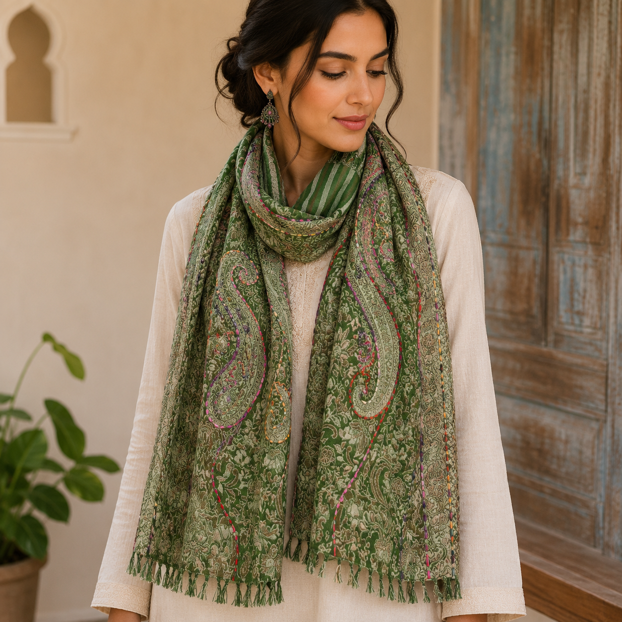 Kashmiri Boild wool handmade stole