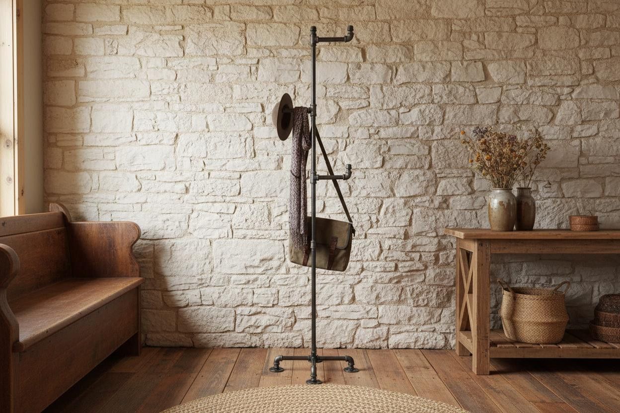 Coat Rack with top shelf – retro look coat hanger – Hat hanger – wall mount coat rack