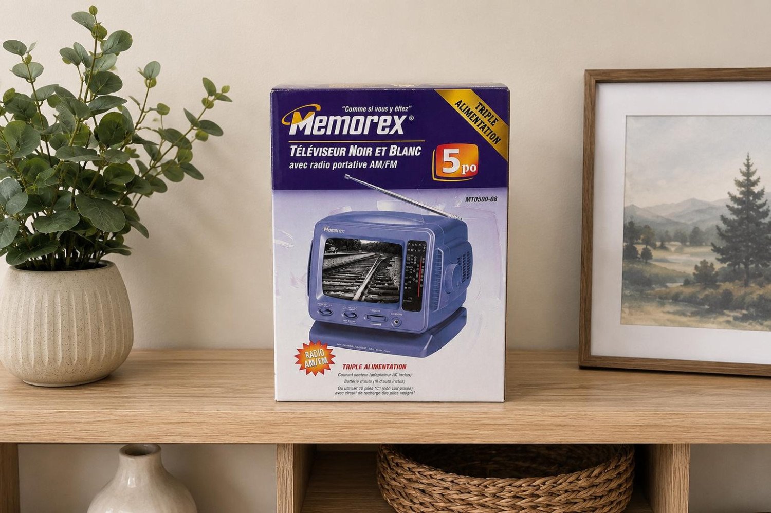 Vintage Memorex MT0500-08 Portable TV Am/Fm Radio 5.5" CRT NOS Triple Power